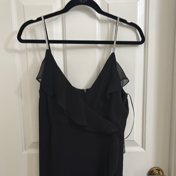 NWT Express Elegant Black Evening Gown Rhinestone Straps Medium - Picture 3 of 8